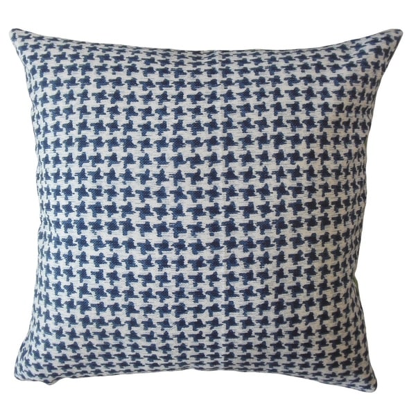 Halle Houndstooth Throw Pillow Blue