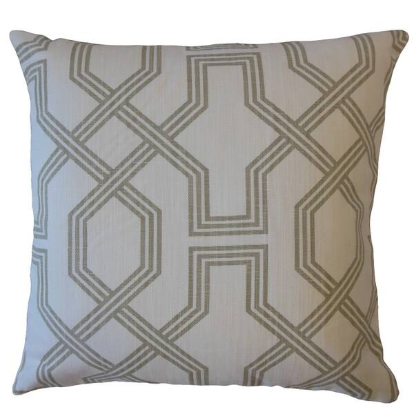 20 Beige & Gray Geometric Square Throw Pillow - Feather & Down