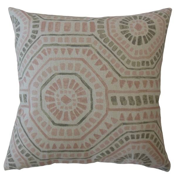 Nahuatl Geometric Throw Pillow Blush