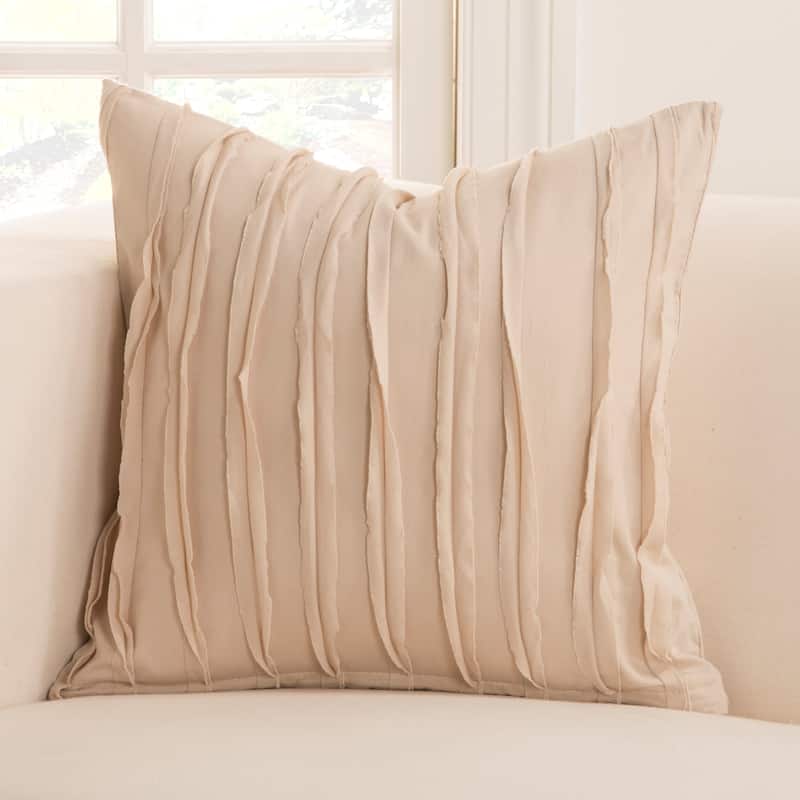 Siscovers Tattered Cotton Designer Throw Pillow - Small - Almond - 16 x 16
