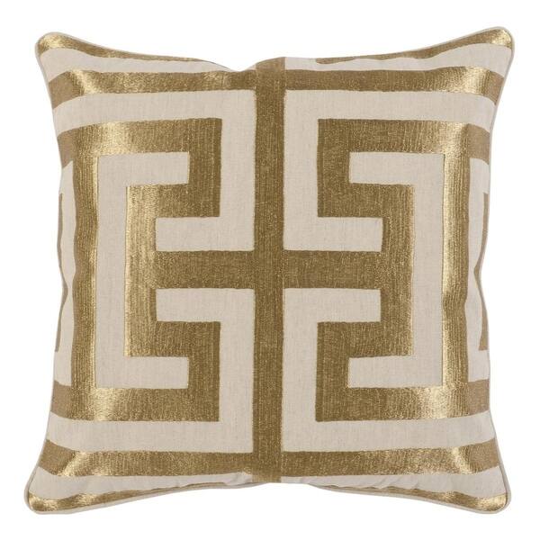 slide 9 of 11, Carson Carrington Ranglebyn Greek Key Embroidered 22-inch Throw Pillow Gold/Natural