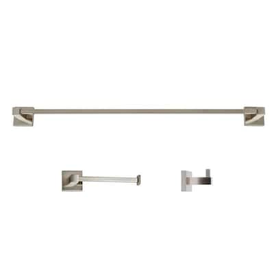 Italia Capri Series Brushed Nickel 3 Piece Bathroom Accessory Set