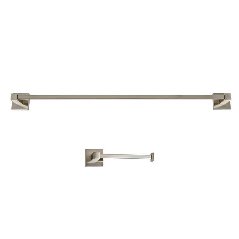 Italia Capri Series Brushed Nickel Towel Bar and Toilet Paper Holder