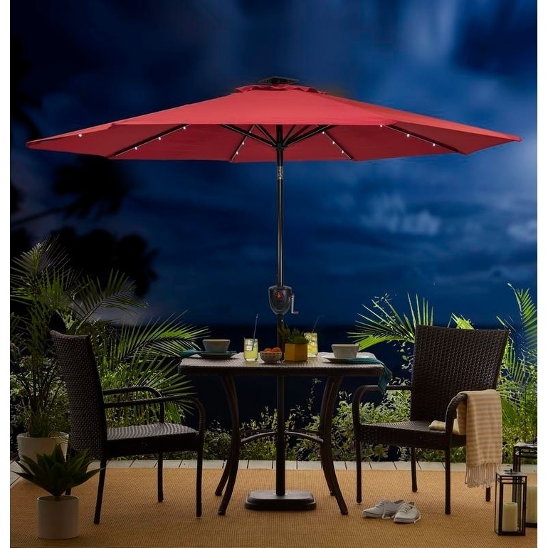 Shop Black Friday Deals On Sun Ray 9 Round 8rib Alumnm Bluetooth Solar Lighted Umbrella Overstock 22719330