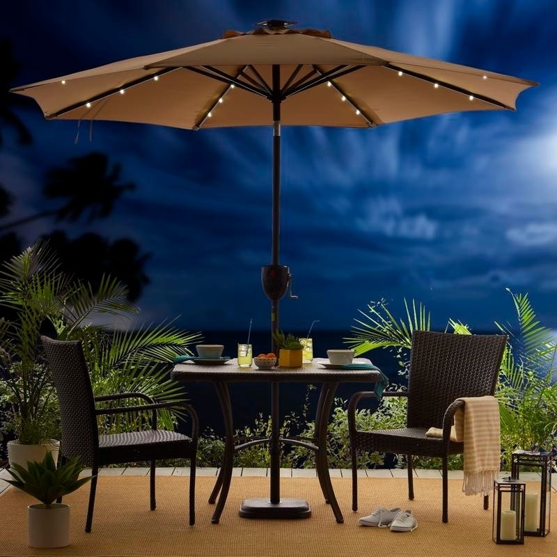 Sun-Ray 9' Round 8Rib Alumnm Bluetooth Solar Lighted Umbrella - On Sale -  Bed Bath u0026 Beyond - 22719330
