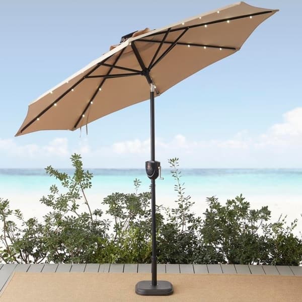 Sun-Ray 9' Round 8Rib Alumnm Bluetooth Solar Lighted Umbrella - On Sale -  Bed Bath u0026 Beyond - 22719330