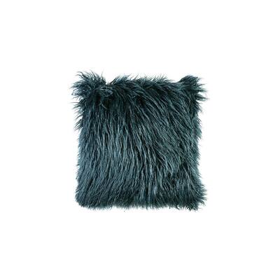 Contemporary Style Shaggy Set of 2 Throw Pillows, Teal Blue