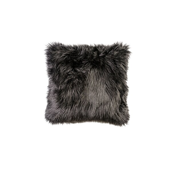 Contemporary Style Shaggy Set of 2 Throw Pillows, Black