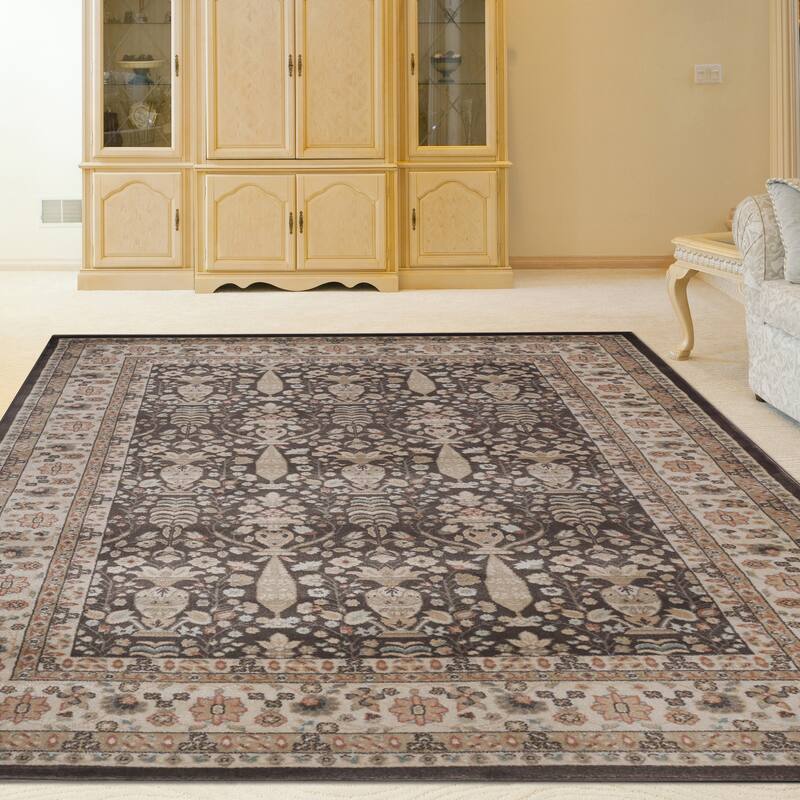 Admire Home Living Gallina Traditional Oriental Pattern Area Rug - Brown - 5'3" x 7'3"