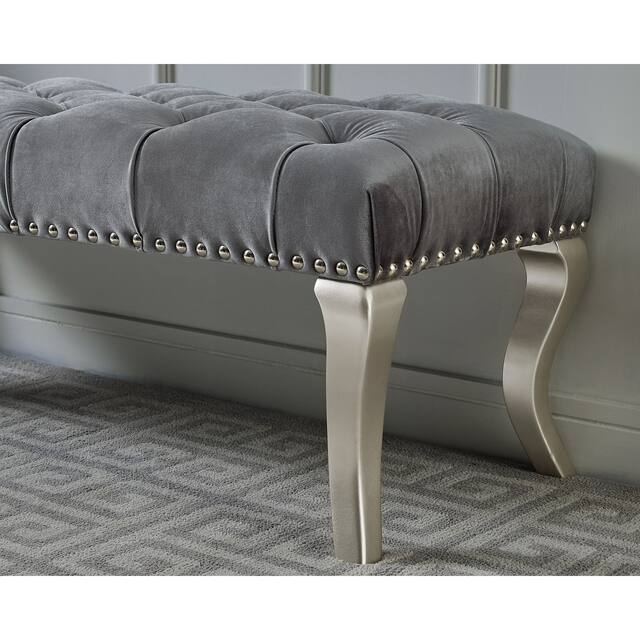 Decor Maxem Tufted Upholstered Seat with Nailhead Trim Bench