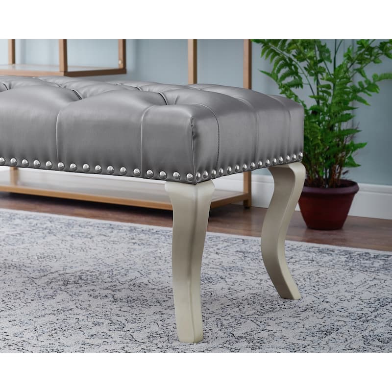 Roundhill Furniture Decor Maxem Tufted Upholstered Seat with Nailhead Trim Bench