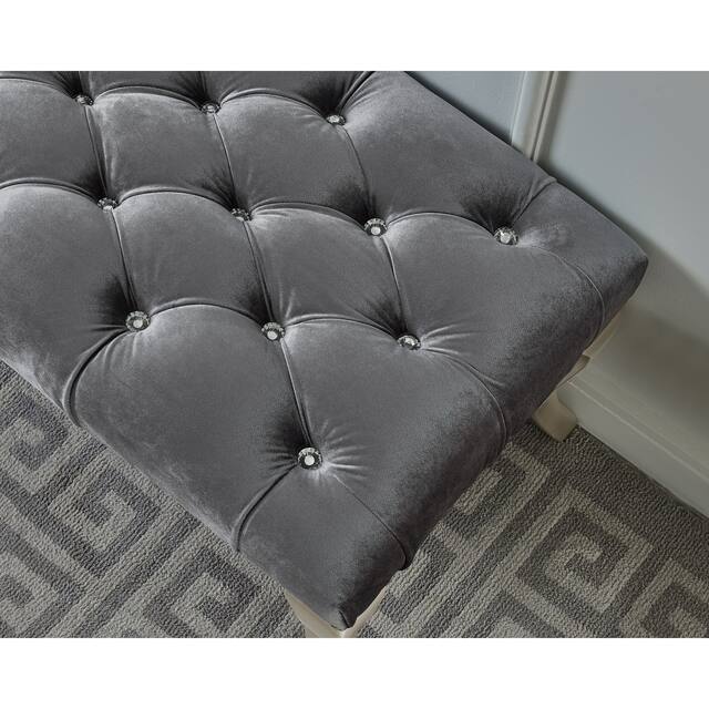 Roundhill Furniture Decor Maxem Tufted Upholstered Seat with Nailhead Trim Bench