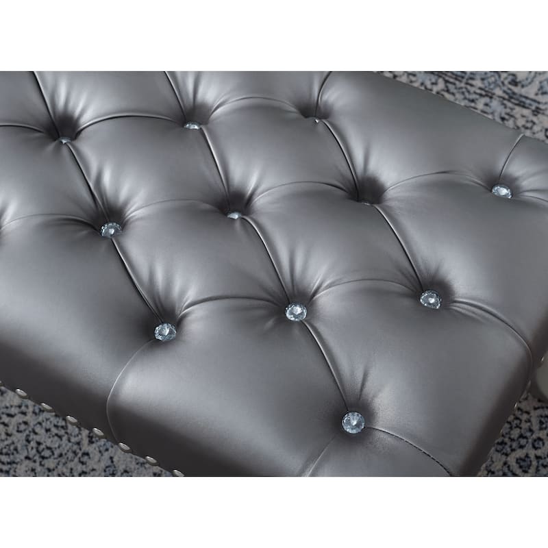 Roundhill Furniture Decor Maxem Tufted Upholstered Seat with Nailhead Trim Bench