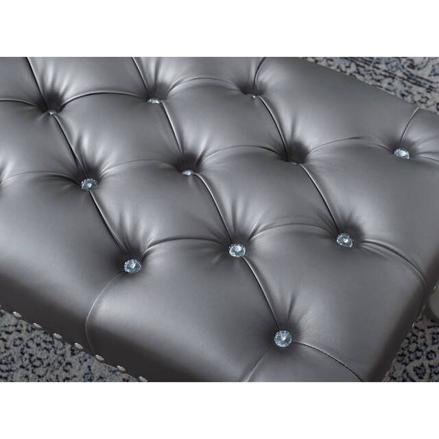Roundhill Furniture Decor Maxem Tufted Upholstered Seat with Nailhead Trim Bench