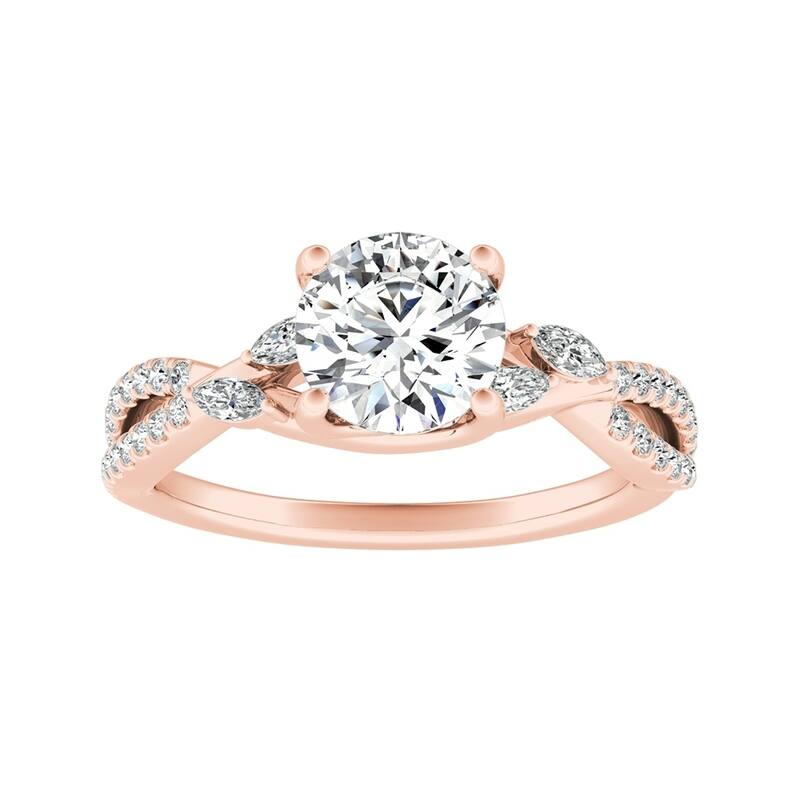 Auriya Nature Inspired 3/4ct Moissanite and 1/4ctw Diamond Engagement Ring 14k Gold