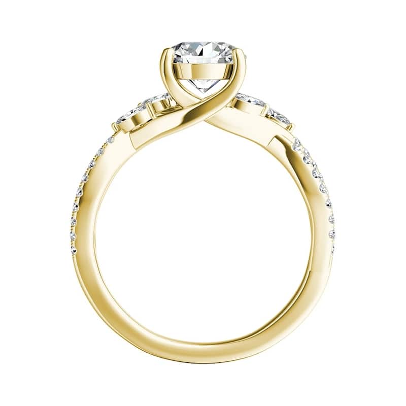 Auriya Nature Inspired 3/4ct Moissanite and 1/4ctw Diamond Engagement Ring 14k Gold