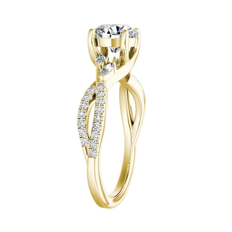 Auriya Nature Inspired 1/2ct Moissanite and 1/4ctw Diamond Engagement Ring 14k Gold