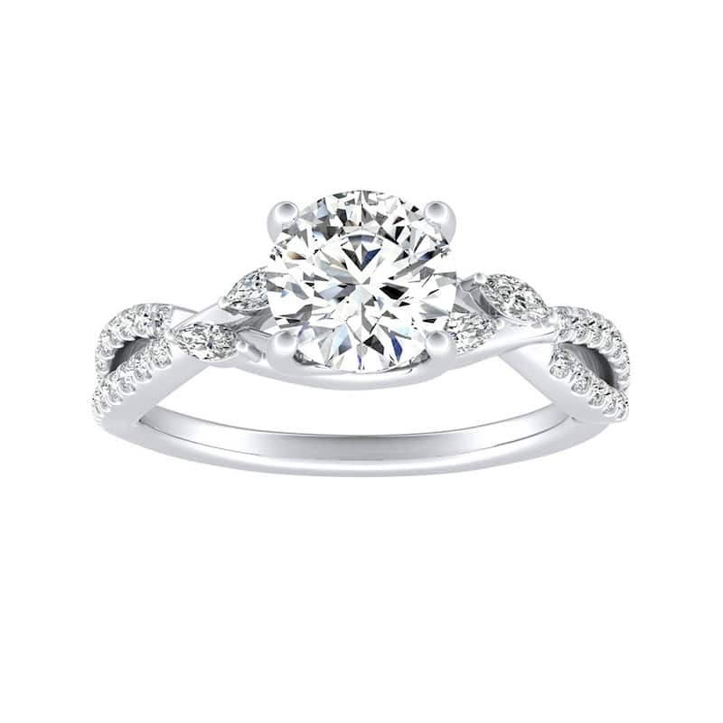 Auriya Nature Inspired 1/2ct Moissanite and 1/4ctw Diamond Engagement Ring 14k Gold