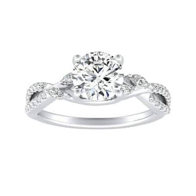Auriya Nature Inspired 1/2ct Moissanite and 1/4ctw Diamond Engagement Ring 14k Gold
