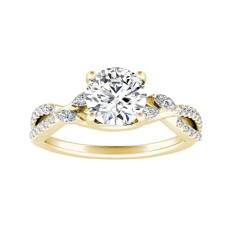 Auriya Nature Inspired 1/2ct Moissanite and 1/4ctw Diamond Engagement Ring 14k Gold