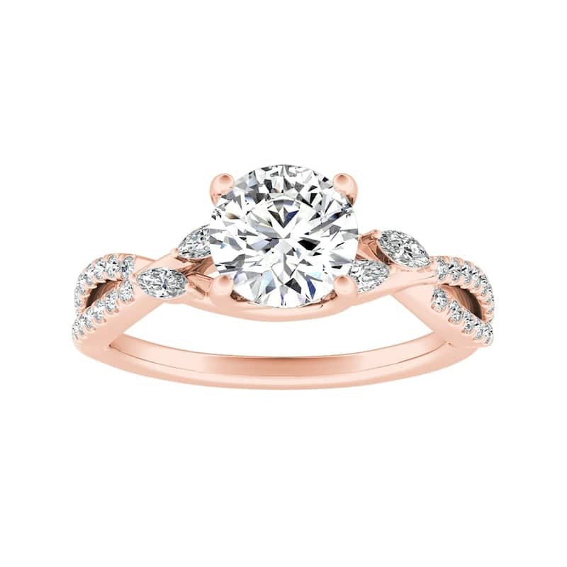 Auriya Nature Inspired 1/2ct Moissanite and 1/4ctw Diamond Engagement Ring 14k Gold