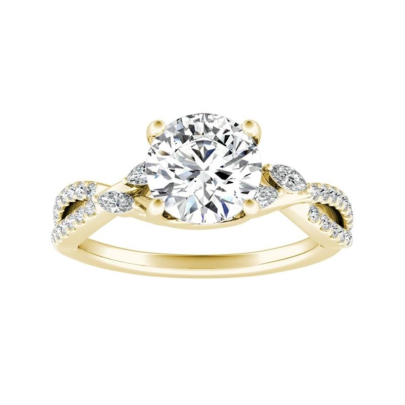Auriya Nature Inspired 1 1/2ct Moissanite and 1/4ctw Diamond Engagement Ring 14k Gold
