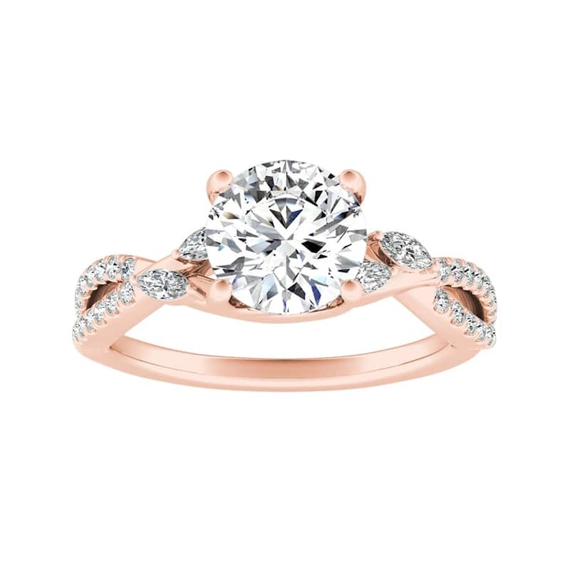 Auriya Nature Inspired 1 1/2ct Moissanite and 1/4ctw Diamond Engagement Ring 14k Gold