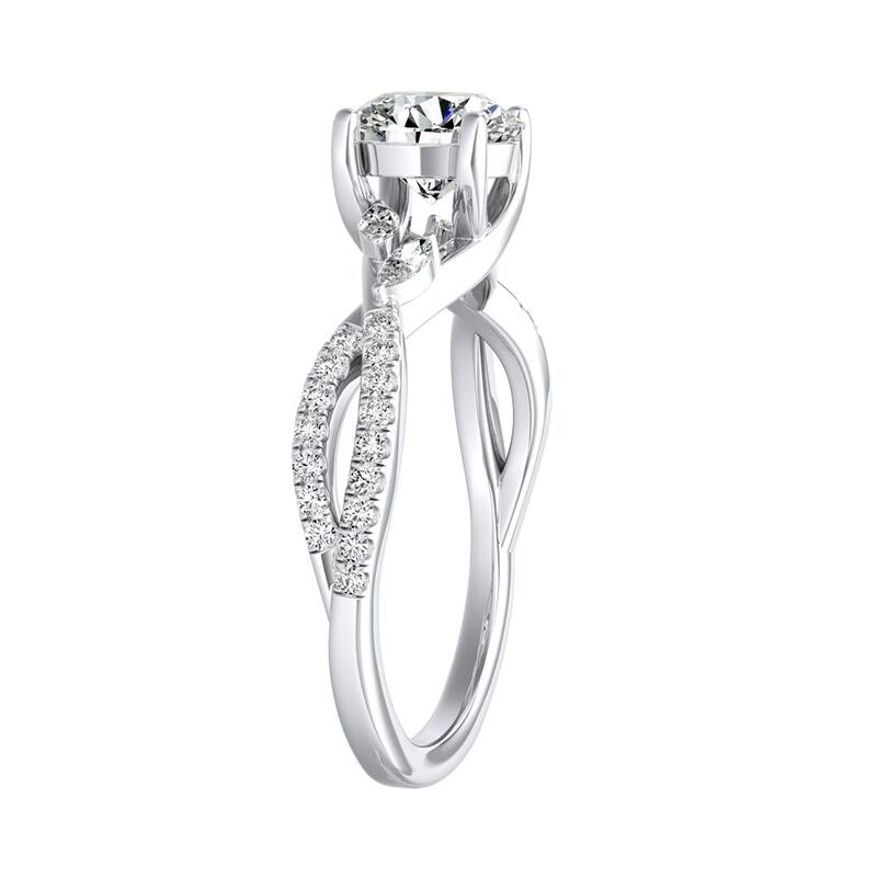 Auriya 14k Gold Nature Inspired 4ct Moissanite and 1/4ctw Diamond Engagement Ring