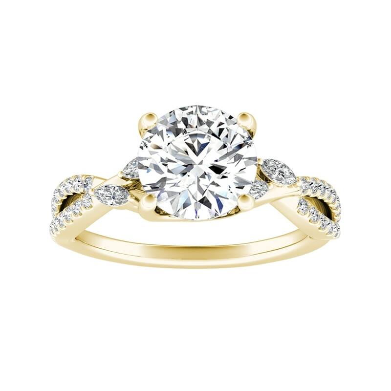 Auriya 14k Gold Nature Inspired 4ct Moissanite and 1/4ctw Diamond Engagement Ring