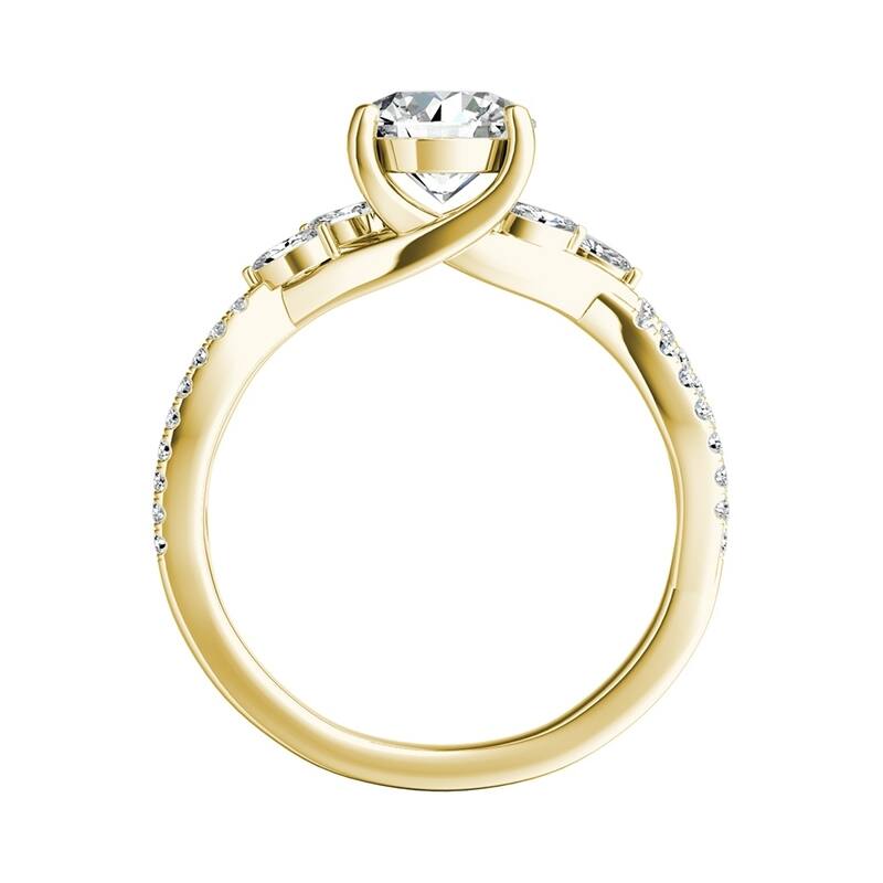 Auriya 14k Gold Nature Inspired 4ct Moissanite and 1/4ctw Diamond Engagement Ring