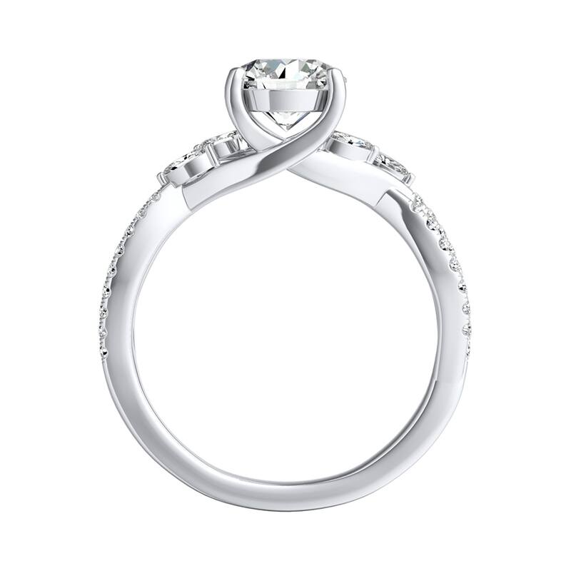 Auriya 14k Gold Nature Inspired 4ct Moissanite and 1/4ctw Diamond Engagement Ring