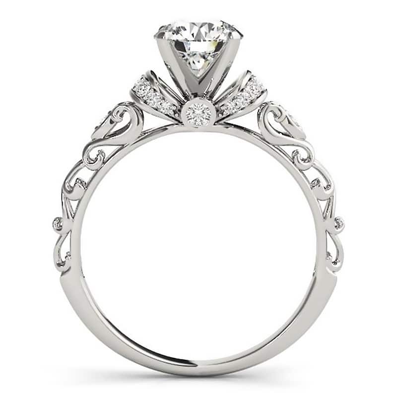 Auriya 14k Gold 3/4ct Vintage Moissanite and Diamond Engagement Ring 1/8ctw