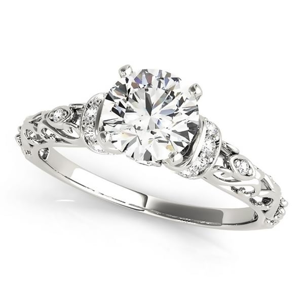 Auriya 14k Gold 1 1/2ct Vintage Moissanite and Diamond Engagement Ring 1/8ctw
