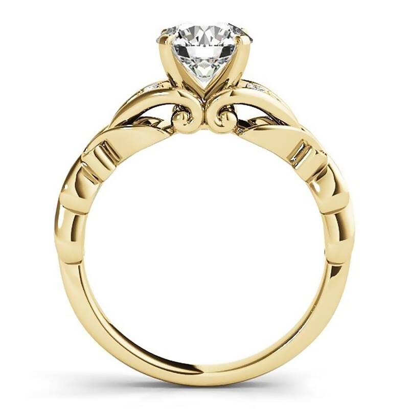 Auriya 14k Gold Carved 2 1/2ct Moissanite and Diamond Engagement Ring 1/10ctw