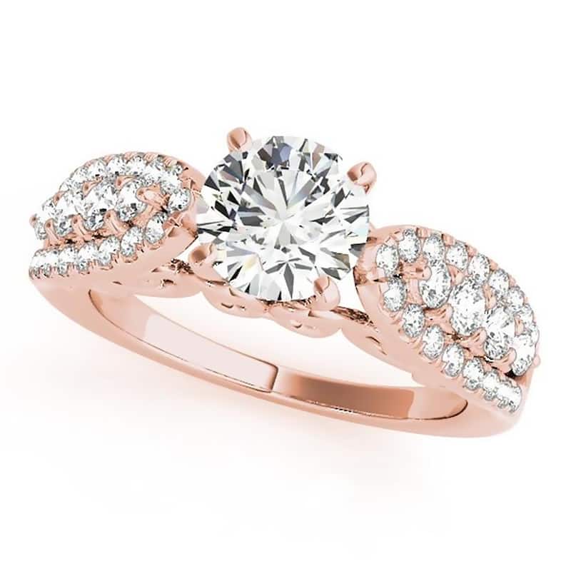 Auriya Unique 1 1/2ct Round Moissanite and 1/2ctw Diamond Engagement Ring 14K Gold
