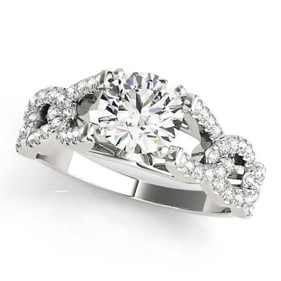 Auriya Modern 2ct Round Moissanite and 3/8ctw Diamond Engagement Ring 14k Gold
