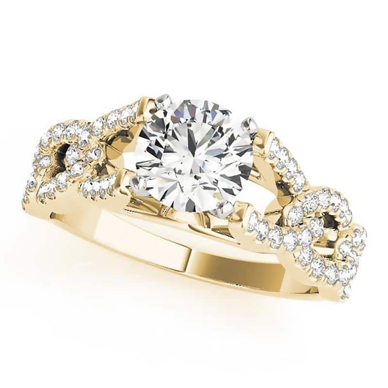 Auriya Modern 2ct Round Moissanite and 3/8ctw Diamond Engagement Ring 14k Gold