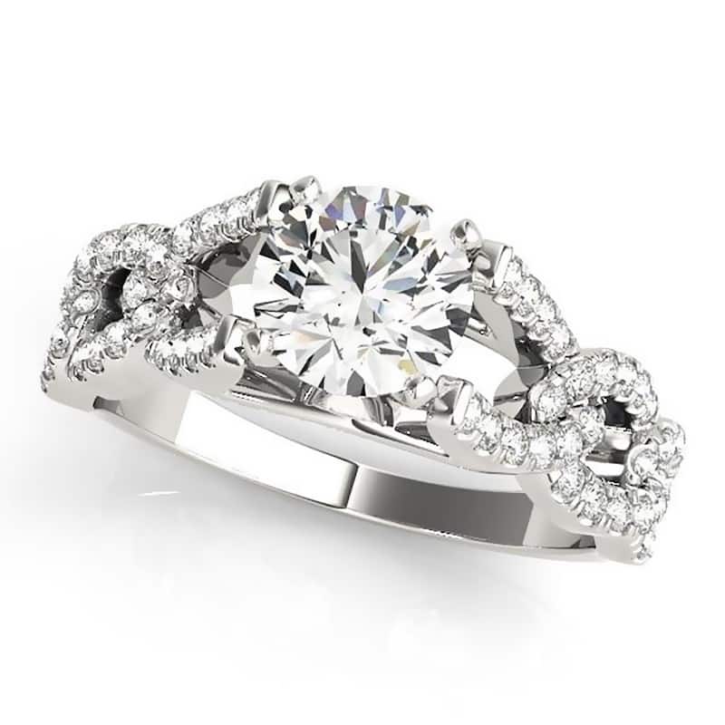 Auriya Modern 1/2ct Round Moissanite and 3/8ctw Diamond Engagement Ring 14k Gold