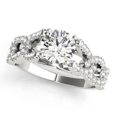 Auriya Modern 1/2ct Round Moissanite and 3/8ctw Diamond Engagement Ring 14k Gold