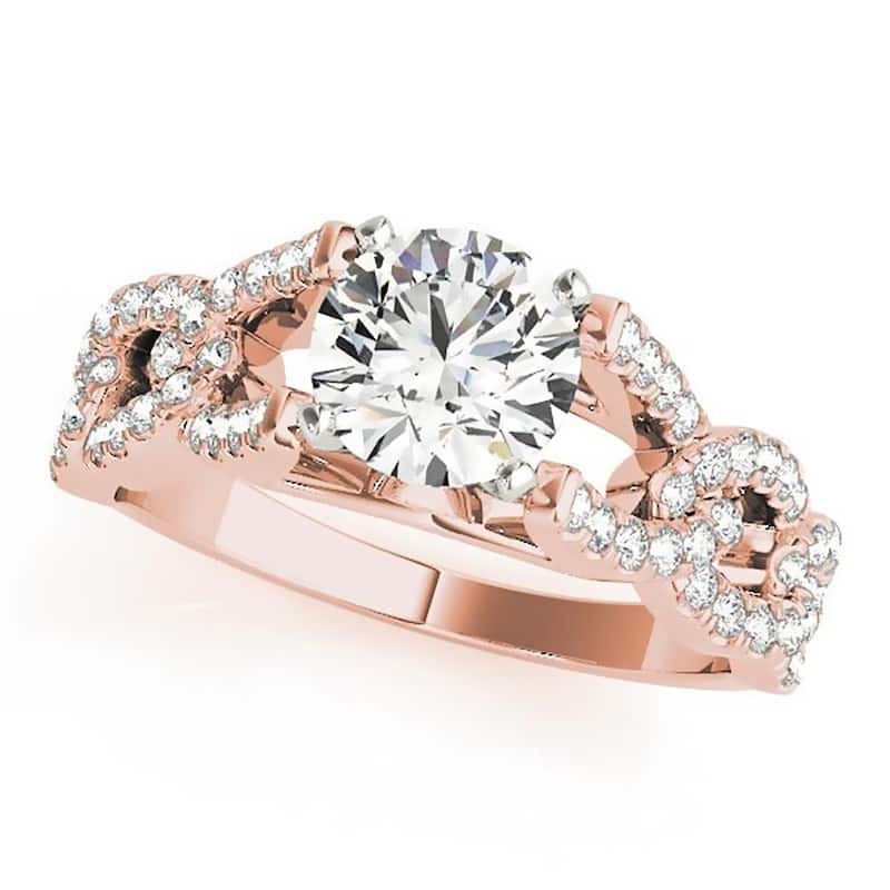 Auriya Modern 1/2ct Round Moissanite and 3/8ctw Diamond Engagement Ring 14k Gold