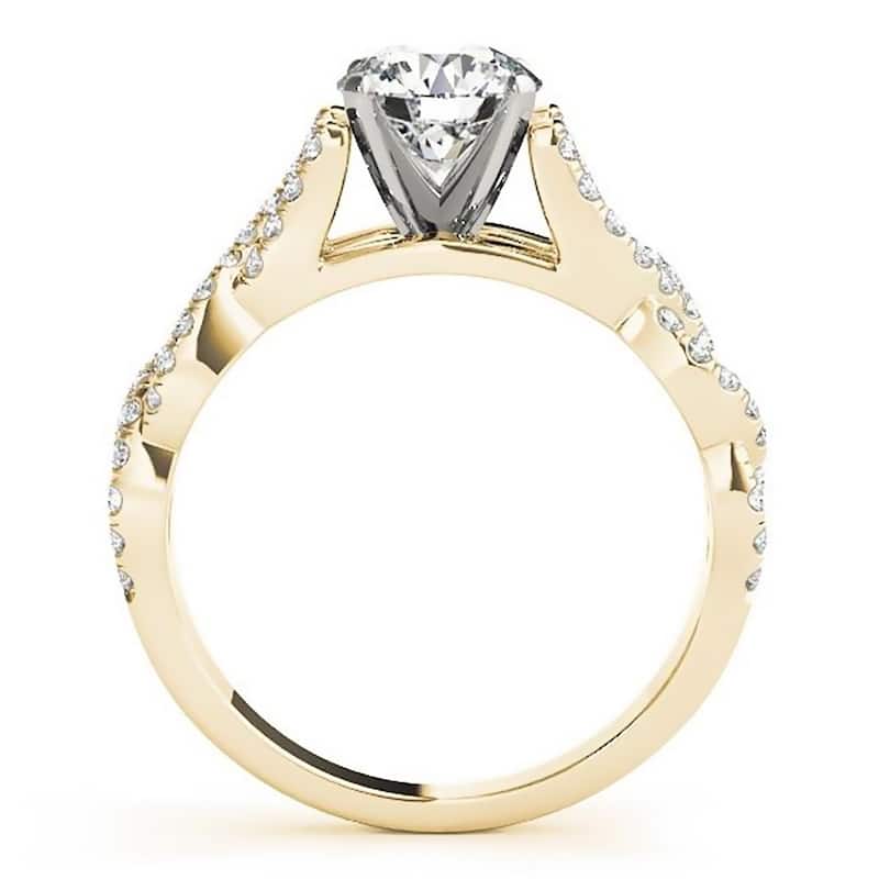 Auriya Modern 1/2ct Round Moissanite and 3/8ctw Diamond Engagement Ring 14k Gold