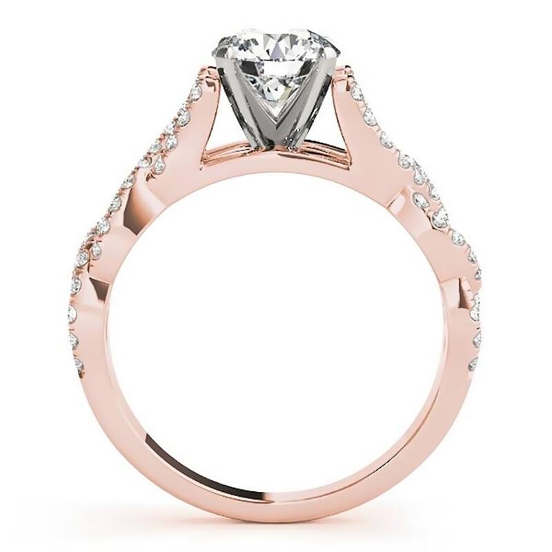 Auriya Modern 1/2ct Round Moissanite and 3/8ctw Diamond Engagement Ring 14k Gold