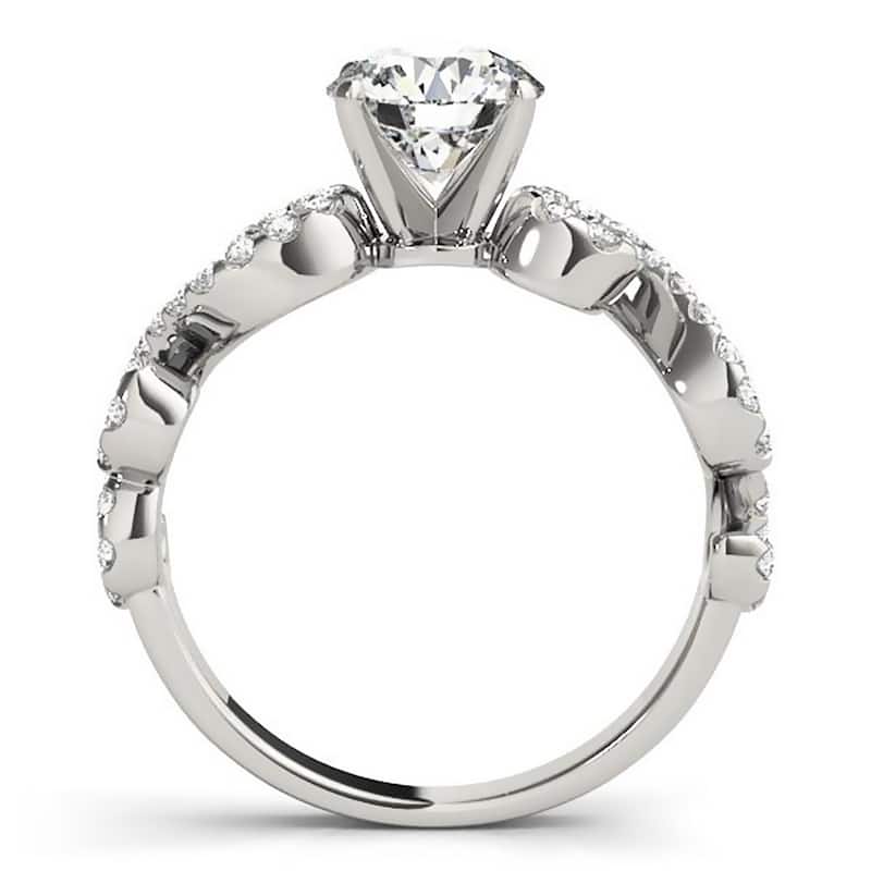 Auriya 14k Gold Vintage Scroll 2 1/2ct Round Moissanite and 1/3cttw Diamond Engagement Ring