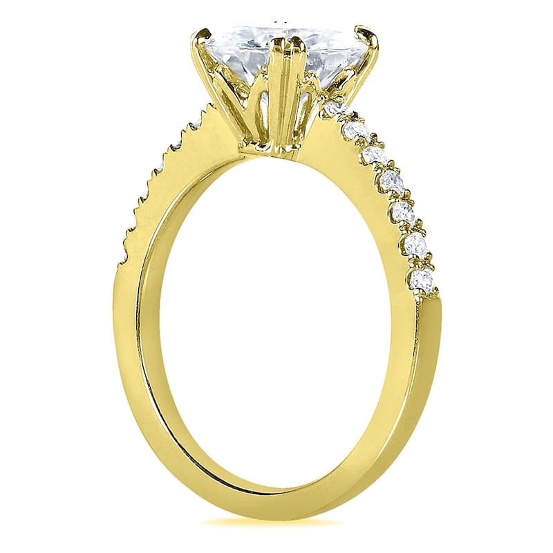 Kobelli 1.7 Carats Moissanite & Lab Grown Diamond 14k Solid Gold Round Brilliant-cut Half Eternity Tulip Tiffany Engagement Ring