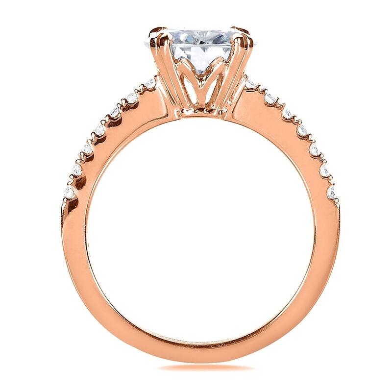 Kobelli 1.7 Carats Moissanite & Lab Grown Diamond 14k Solid Gold Round Brilliant-cut Half Eternity Tulip Tiffany Engagement Ring