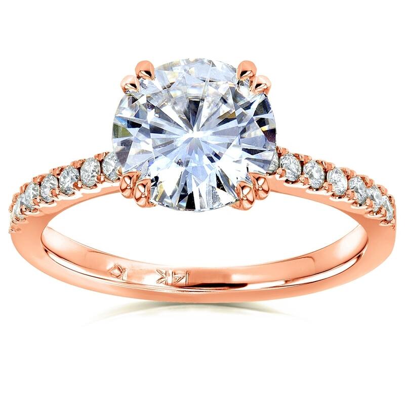 Kobelli 1.7 Carats Moissanite & Lab Grown Diamond 14k Solid Gold Round Brilliant-cut Half Eternity Tulip Tiffany Engagement Ring