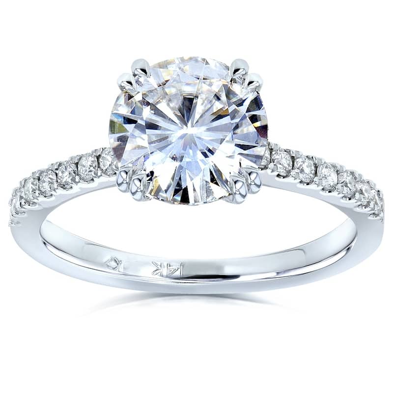 Kobelli 1.7 Carats Moissanite & Lab Grown Diamond 14k Solid Gold Round Brilliant-cut Half Eternity Tulip Tiffany Engagement Ring
