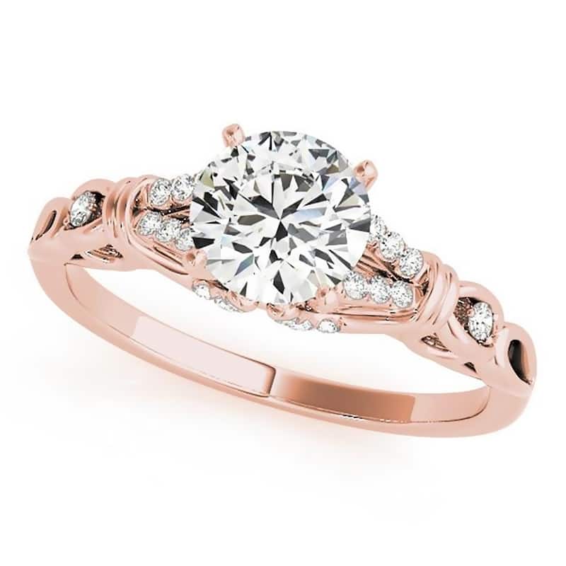 Auriya 3/4ct Round Moissanite and 1/8ctw Diamond Engagement Ring 14K Gold