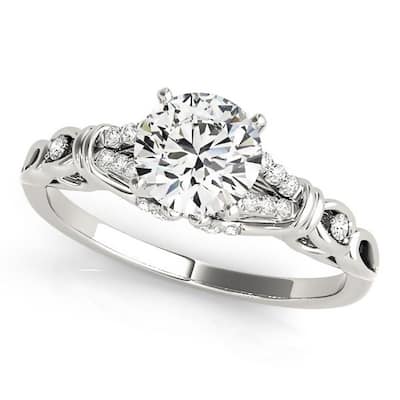 Auriya 3/4ct Round Moissanite and 1/8ctw Diamond Engagement Ring 14K Gold