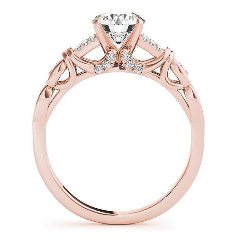 Auriya 3/4ct Round Moissanite and 1/8ctw Diamond Engagement Ring 14K Gold